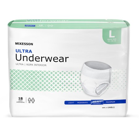Unisex Adult Absorbent Underwear McKesson Ultra Pull On with Tear Away Seams Large Disposable Heavy Absorbency