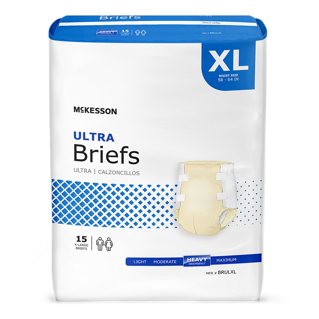 Unisex Adult Incontinence Brief McKesson Ultra X-Large Disposable Heavy Absorbency
