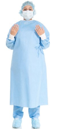 Non-Reinforced Surgical Gown with Towel Halyard Basics X-Large Blue Sterile Disposable
