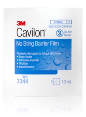 Skin Barrier Wipe 3M™ Cavilon™ No Sting 35 to 65% Strength Hexamethyldisiloxane / Isooctane / Acrylate Terpolymer / Polyphenylmethylsiloxane Individual Packet Sterile