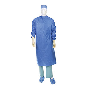 Non-Reinforced Surgical Gown with Towel Astound® Large Blue Sterile AAMI Level 3 Disposable