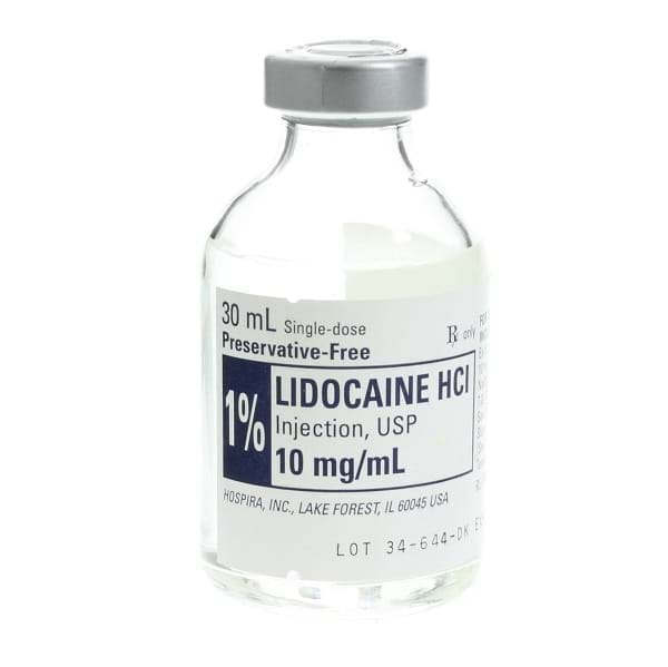 Lidocaine HCl, Preservative Free 1%, 10 mg / mL Injection Single Dose Vial 30 mL