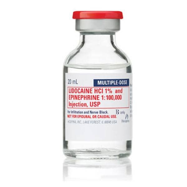 Lidocaine HCl / Epinephrine 1% - 1:100,000 Injection Multiple Dose Vial 20 mL