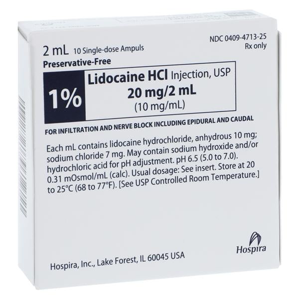 Lidocaine HCl, Preservative Free 1%, 10 mg / mL Injection Ampule 2 mL