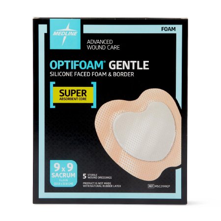 Silicone Foam Dressing Optifoam® Gentle 9 X 9 Inch Sacral Adhesive with Border Sterile