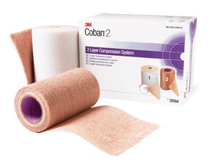 2 Layer Compression Bandage System 3M™ Coban™ 2 2-9/10 Yard X 4 Inch / 4 Inch X 5-1/10 Yard 35 to 40 mmHg Self-adherent / Pull On Closure Tan / White NonSterile