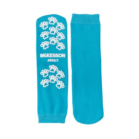 Slipper Socks McKesson Terries™ Large Teal Above the Ankle