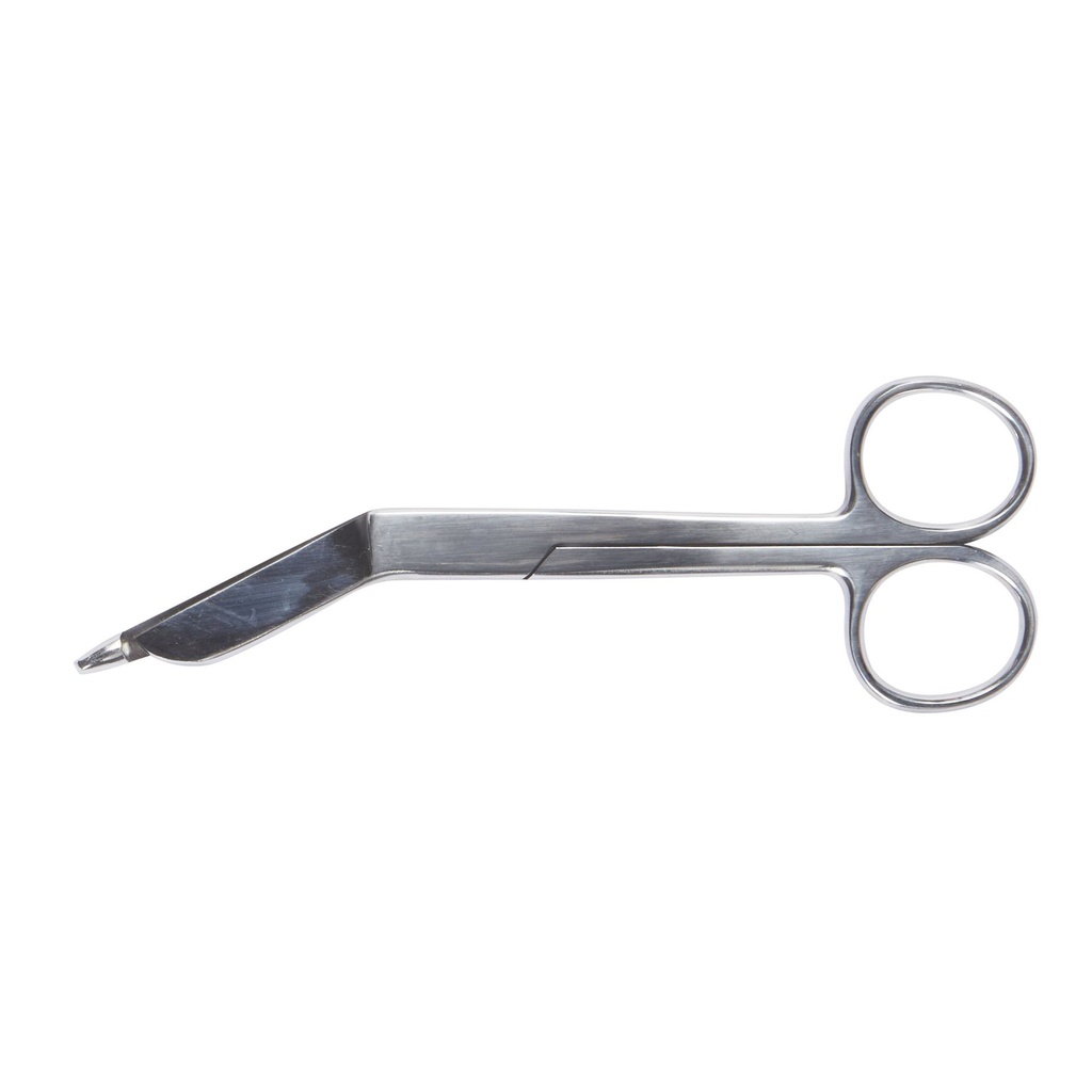 Bandage Scissors McKesson Lister 5-1/2 Inch Length Office Grade Stainless Steel NonSterile Finger Ring Handle Angled Blunt Tip / Blunt Tip