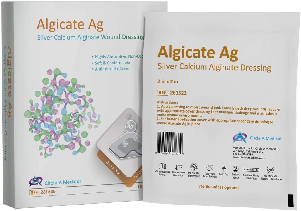Silver Calcium Alginate Dressing, 4&quot; x 5&quot;, Sterile 1s, 10/bx