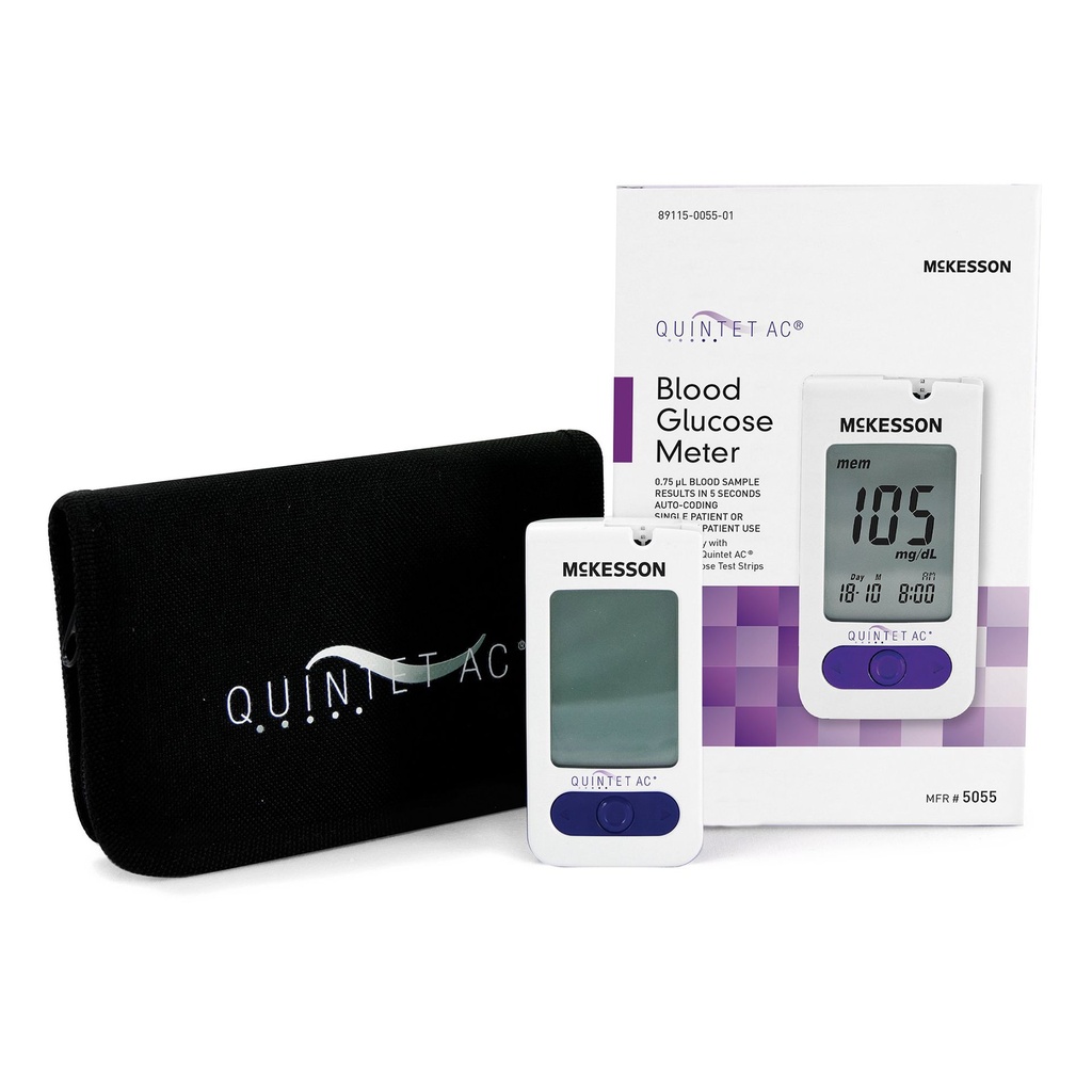 Blood Glucose Meter QUINTET AC® 5 Second Results Stores Up To 500 Results with Date and Time Auto Coding