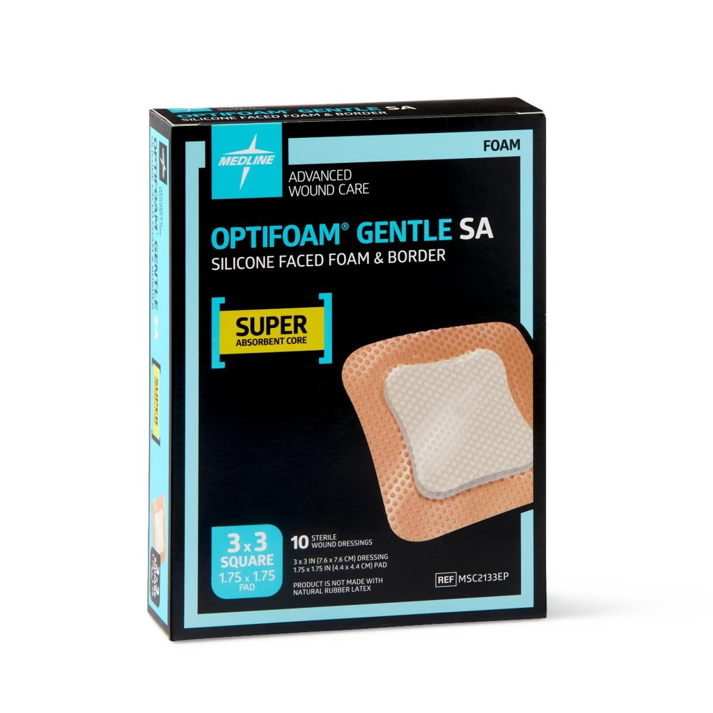 Silicone Foam Dressing Optifoam® Gentle 3 X 3 Inch Square Adhesive with Border Sterile