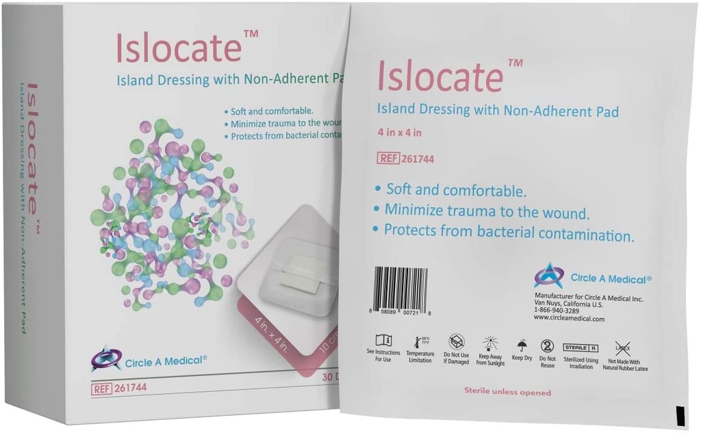 Islocate Adhesive Island Dressing, 4&quot; x 4&quot;, 30/bx