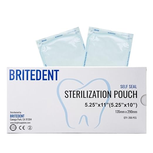 Sterilization Pouches, 5.25&quot; x 10&quot;, 200/bx, 10 bx/cs