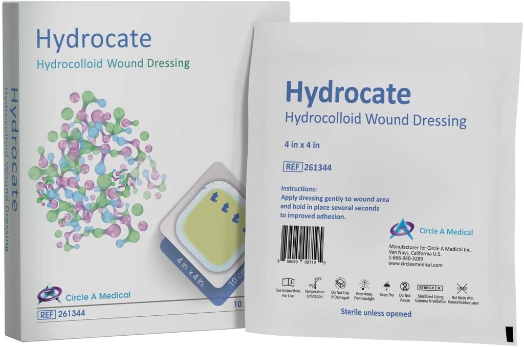 Hydrocate - Hydrocolloid Dressing, 4&quot; x 4&quot;, Border, 10/bx