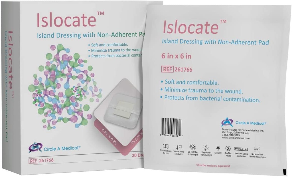 Islocate Adhesive Island Dressing,  6&quot; x 6&quot;, 30/bx