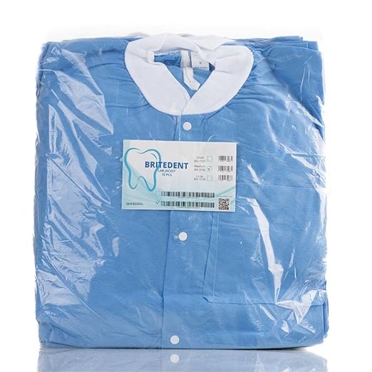 Blue Lab Jacket Large Knitted Cuff and Collar, 45G/M2, 10pcs/bg, 5bg/cs