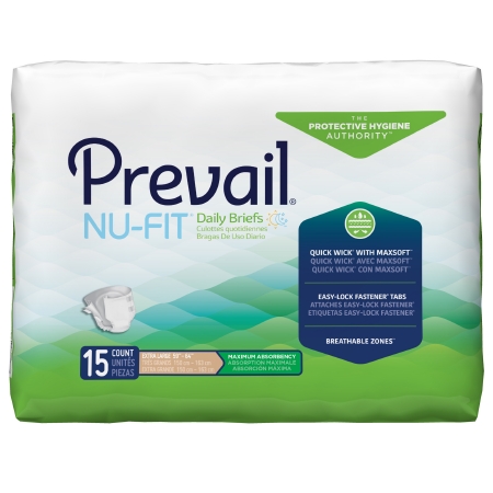 Unisex Adult Incontinence Brief Prevail® Nu-Fit® X-Large Disposable Heavy Absorbency