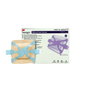 Silicone Foam Dressing 3M™ Tegaderm™ 3 X 3 Inch Square Silicone Adhesive with Border Sterile