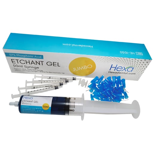 Hexa Etchant Gel 37% Phosphoric Acid, Jumbo Etch Syringe Refill - 1 x 50 mL