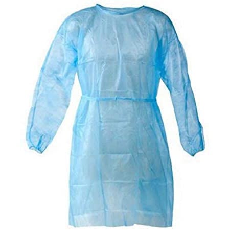 Isolation gown 100 ct blue elastic cuff