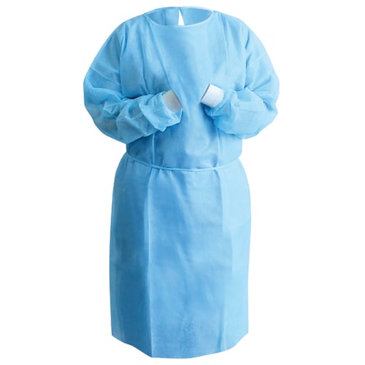 Isolation gown 100 ct blue knit cuff
