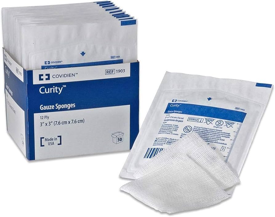 USP Type VII Gauze Sponge Curity™ Cotton 12-Ply 3 X 3 Inch Square Sterile