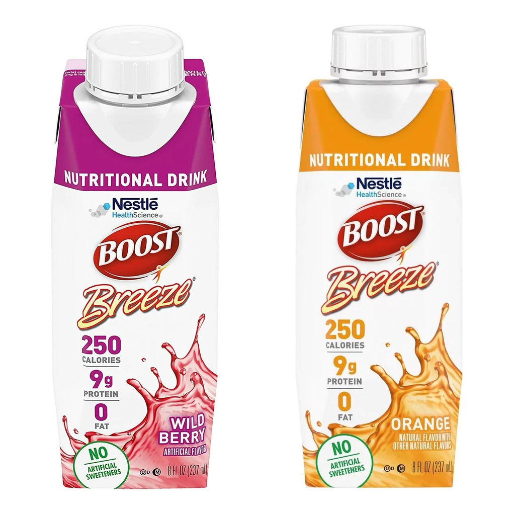 Oral Supplement Boost Breeze® Orange / Wildberry Flavor Liquid 8 oz. Reclosable Carton