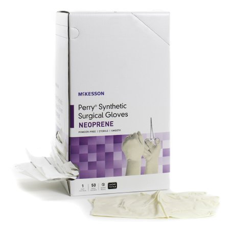 Surgical Glove McKesson Perry® Synthetic Surgical Gloves Size 9 Sterile Pair Polychloroprene Extended Cuff Length Smooth Cream Chemo Tested