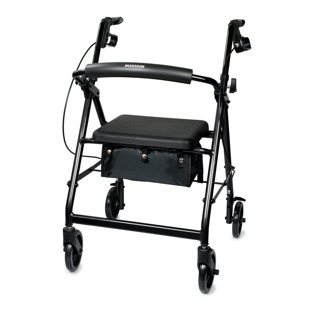 4 Wheel Rollator McKesson Black Folding Aluminum Frame