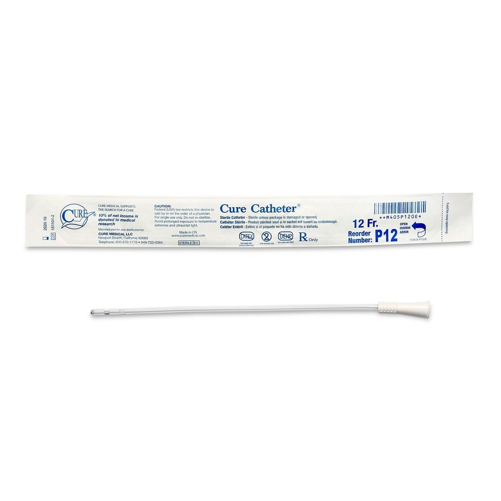 Urethral Catheter Cure Catheter™ Straight Tip Uncoated PVC 12 Fr. 10 Inch