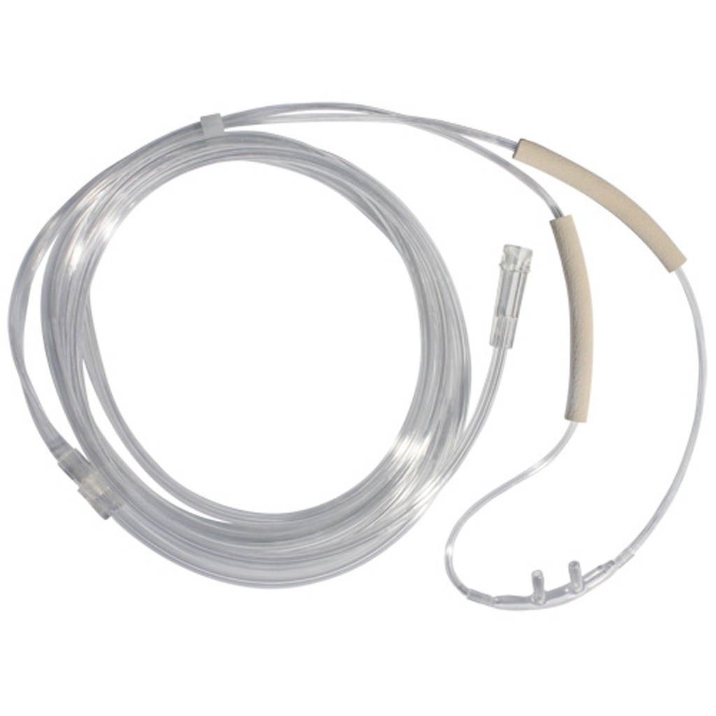 Nasal Cannula with Ear Cushions Adult Curved Prong / NonFlared Tip 7 Foot O2 Line