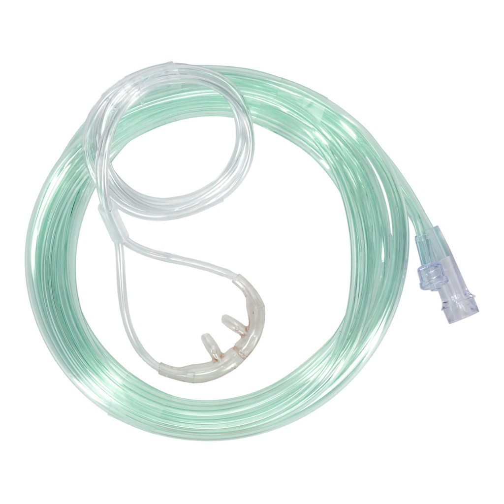 ETCO2 Nasal Sampling Cannula with O2 Delivery Salter-Style® Adult Curved Prong / NonFlared Tip 14 Foot O2 / 14 Foot CO2 Line