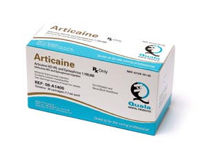 Articaine HCl 4% and Epinephrine 1:100.000 (Rx), 50/bx, 20 bx/cs (69 cs/plt) (Item is Non-Returnable) (US Only, Excluding IN and ND)