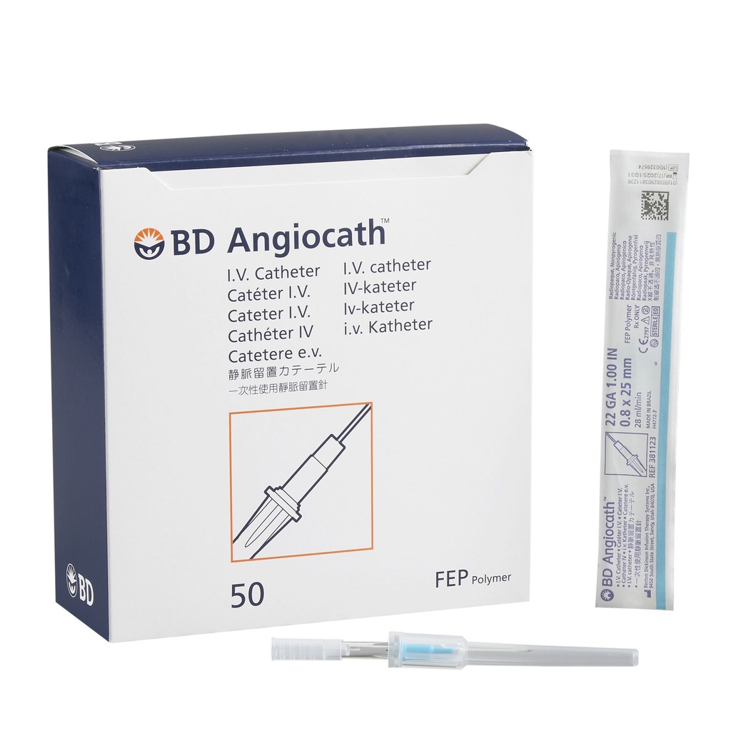Peripheral IV Catheter Angiocath™ 22 Gauge 1 Inch Without Safety