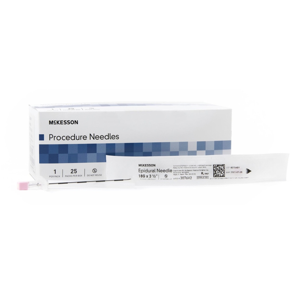 Epidural Needle McKesson Tuohy Style 18 Gauge 3-1/2 Inch