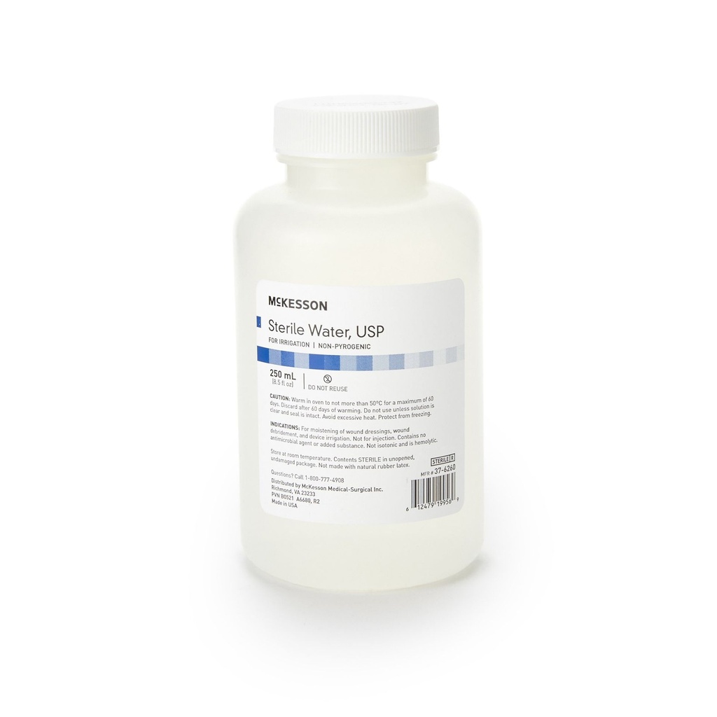 McKesson Irrigation Solution Sterile Water for Irrigation Not for Injection Bottle, Screw Top 250 mL