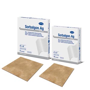 Silver Calcium Alginate Dressing Sorbalgon® Ag 6 X 6 Inch Square Sterile