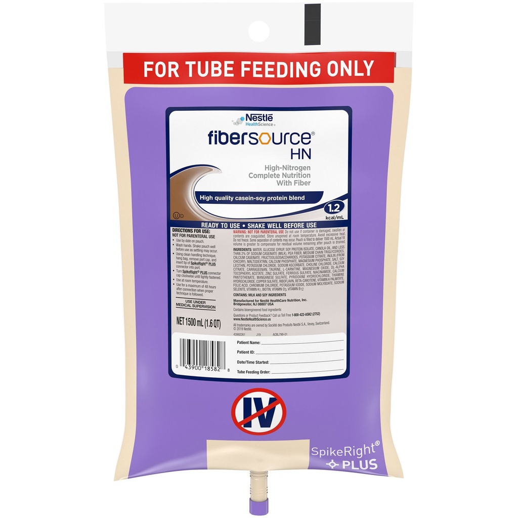 Tube Feeding Formula Fibersource® HN 50.7 oz. Bag Ready to Hang Unflavored Adult