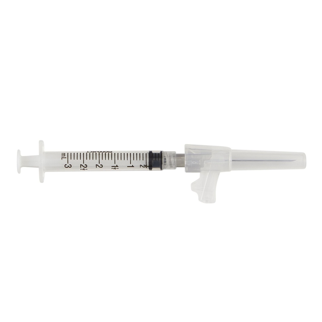 Syringe with Hypodermic Needle Magellan™ 3 mL 22 Gauge 1-1/2 Inch Attached Needle Sliding Safety Needle