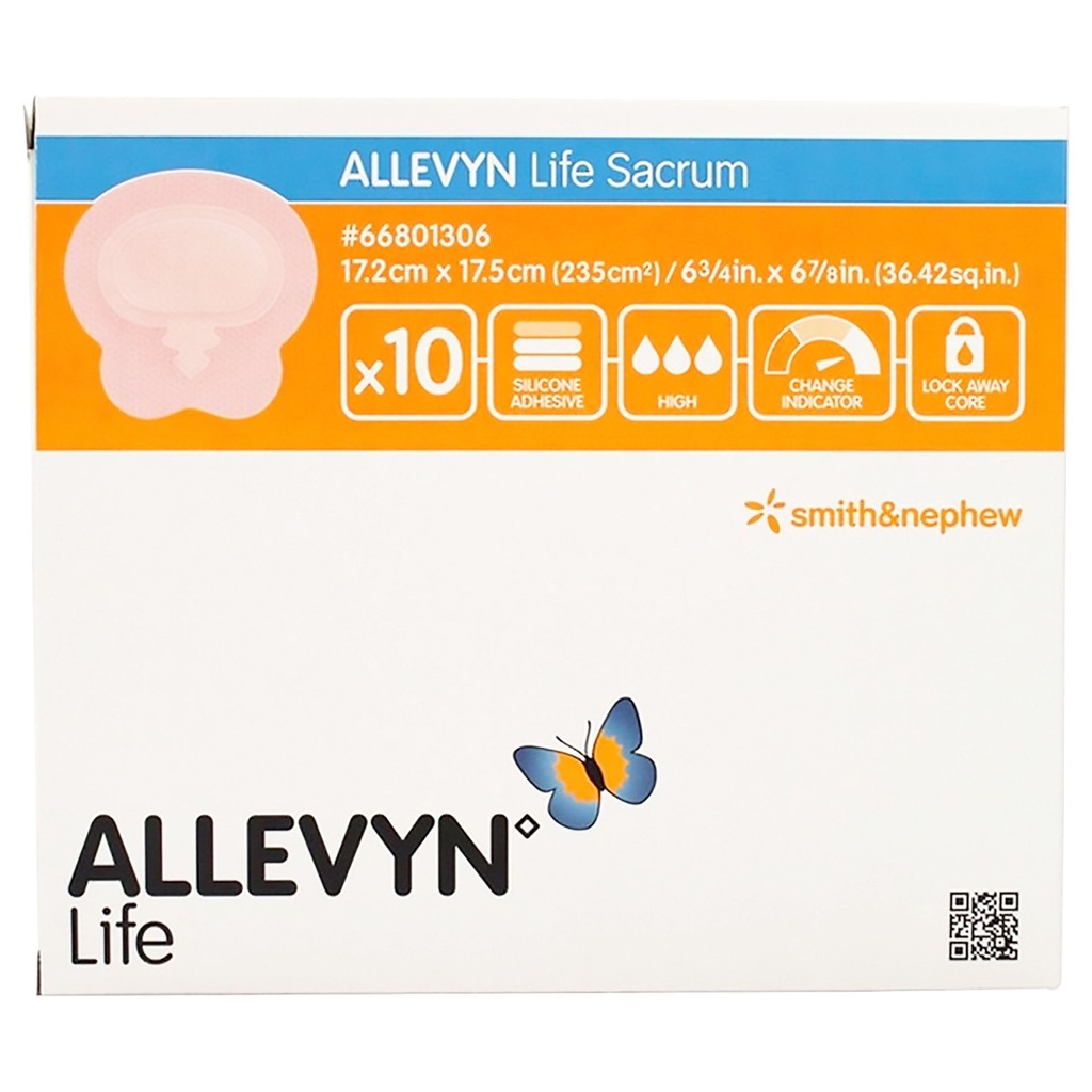 Silicone Foam Dressing Allevyn Life 7 X 7 Inch Sacral Silicone Adhesive with Border Sterile