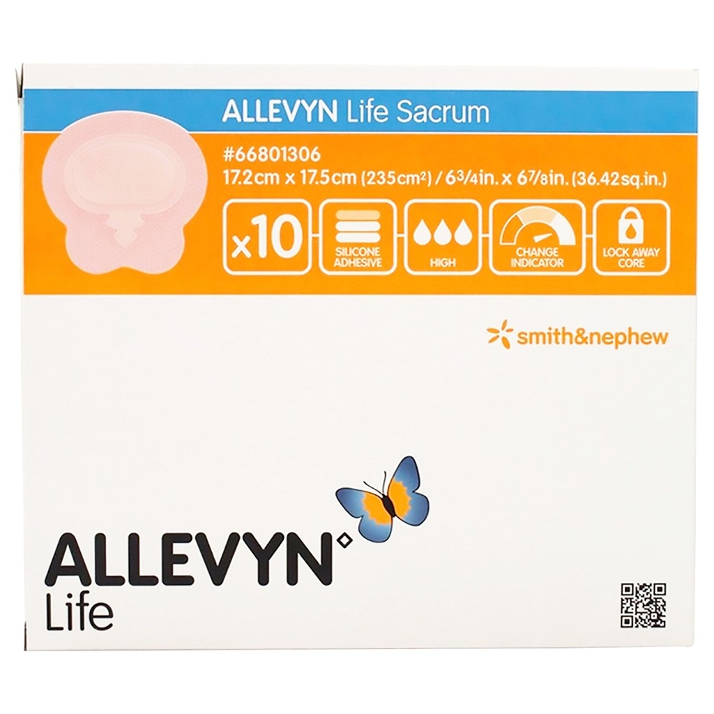 Silicone Foam Dressing Allevyn Life 7 X 7 Inch Sacral Silicone Adhesive with Border Sterile