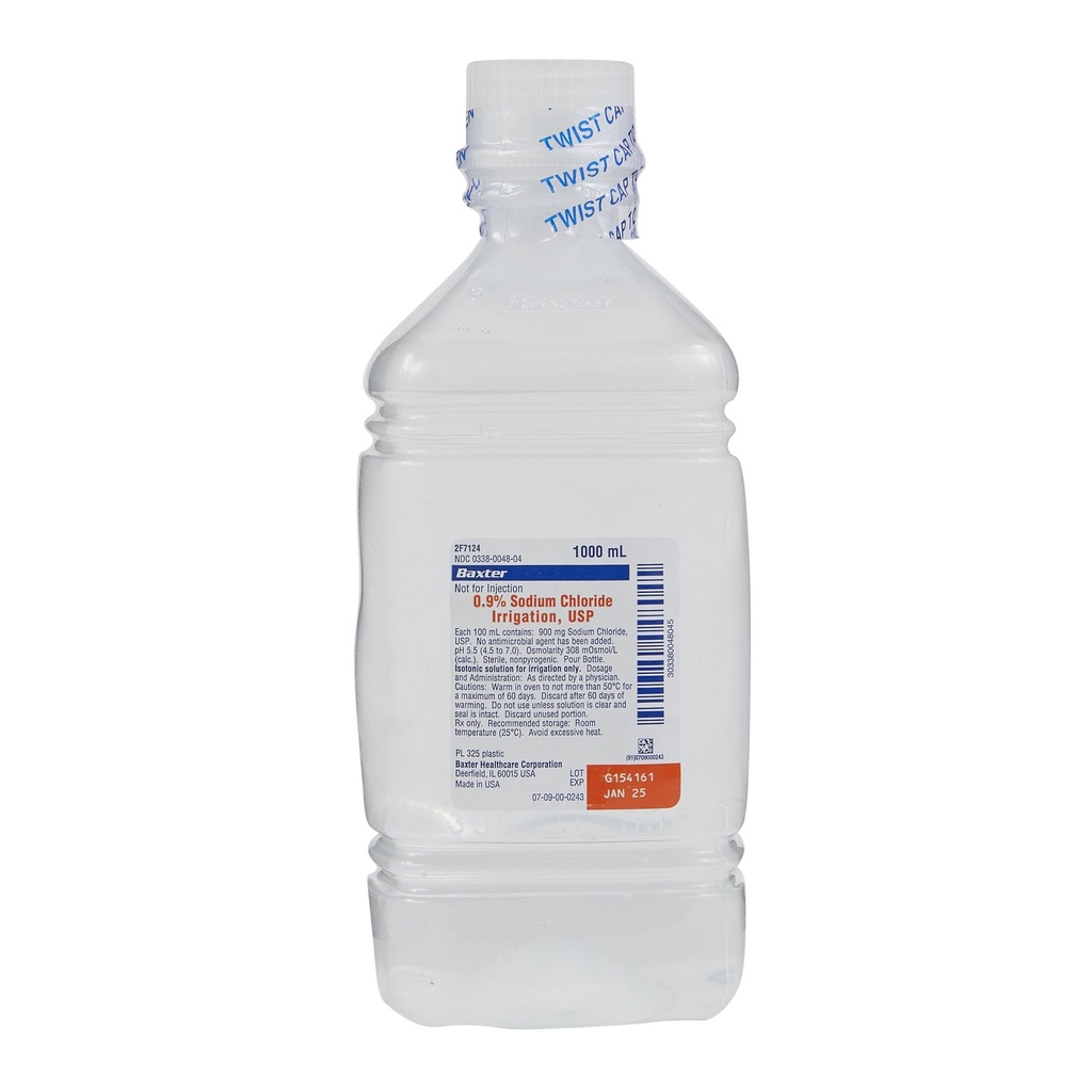 Irrigation Solution Sodium Chloride, Preservative Free 0.9% Not for Injection Bottle 1,000 mL