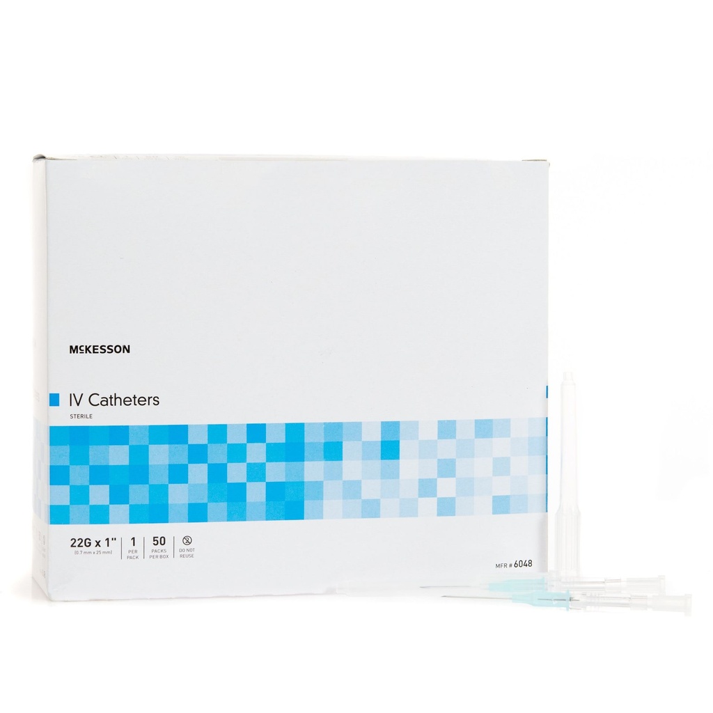 Peripheral IV Catheter McKesson 22 Gauge 1 Inch Without Safety