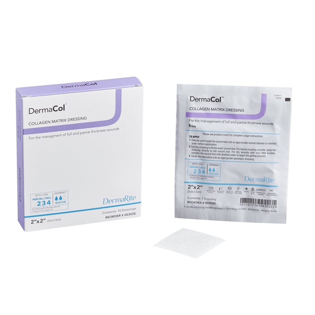 Collagen Dressing DermaCol™ 2 X 2 Inch Square Sterile