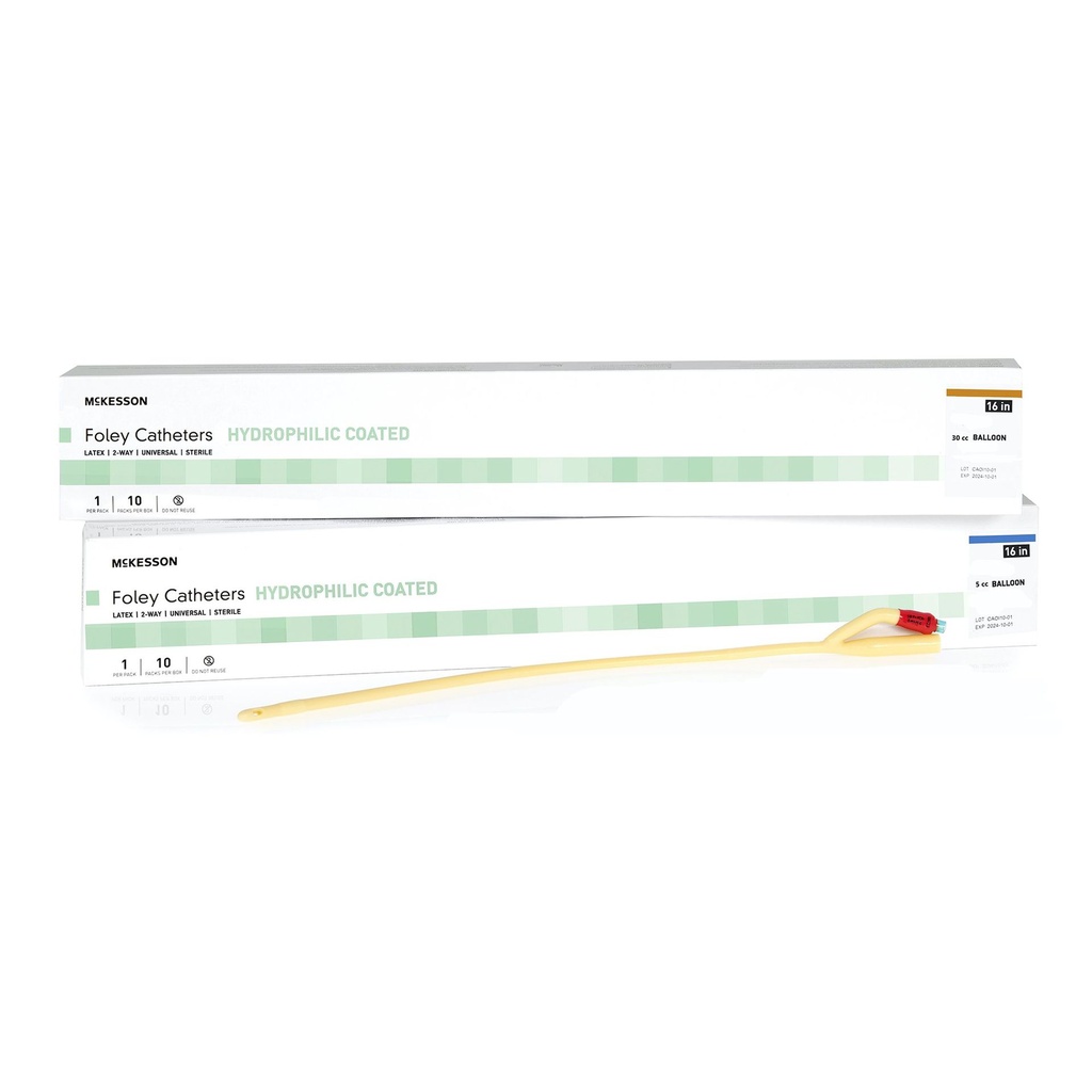 Foley Catheter McKesson 2-Way Coude Tip 5 cc Balloon 20 Fr. Latex