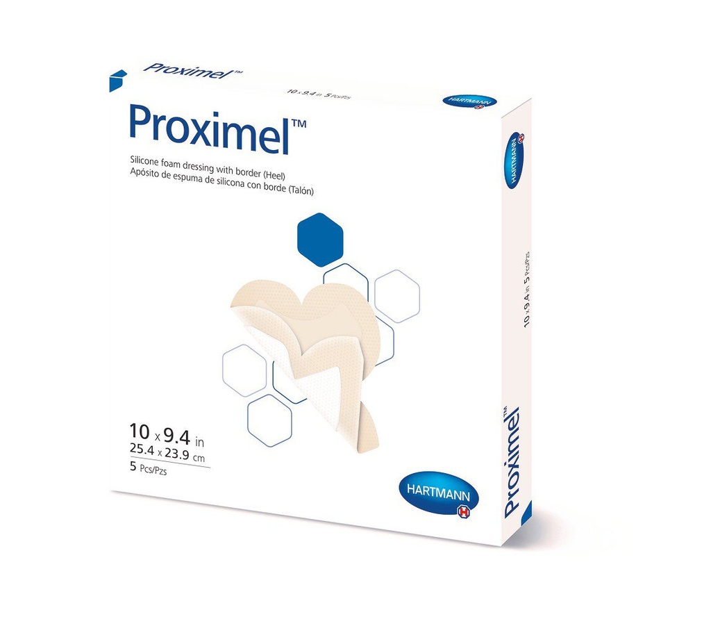 Silicone Foam Dressing Proximel™ 9-2/5 X 10 Inch Heel Silicone Adhesive with Border Sterile