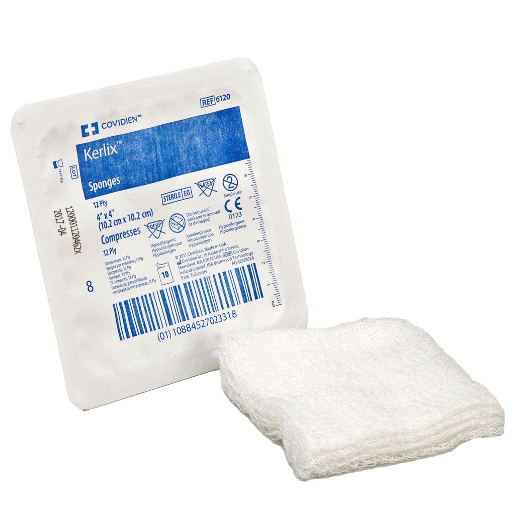 USP Type VII Fluff Dressing Kerlix™ Fluff Dried Woven Gauze 12-Ply 4 X 4 Inch Square Sterile