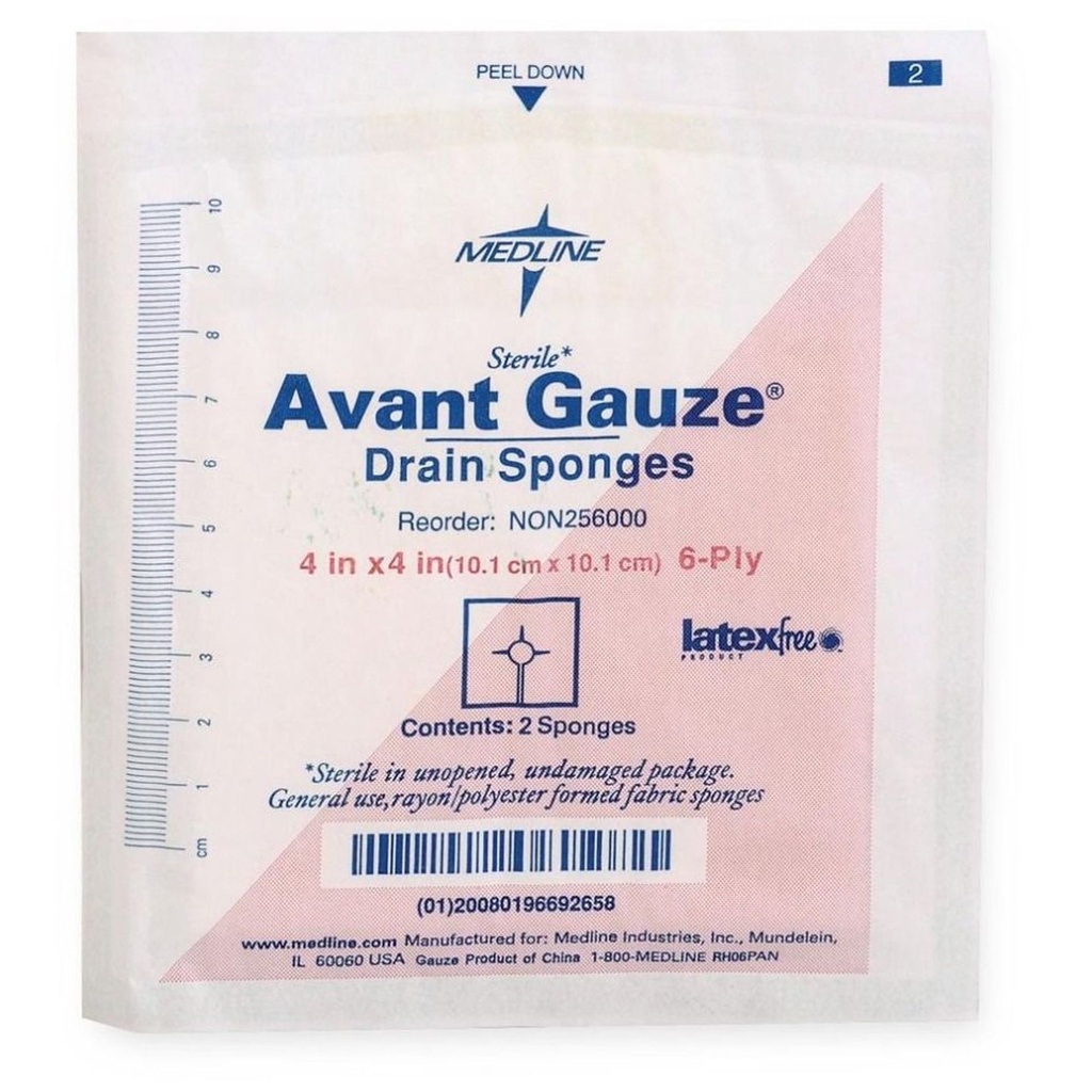 Drain Sponge Medline Polyester / Rayon 4 X 4 Inch Sterile