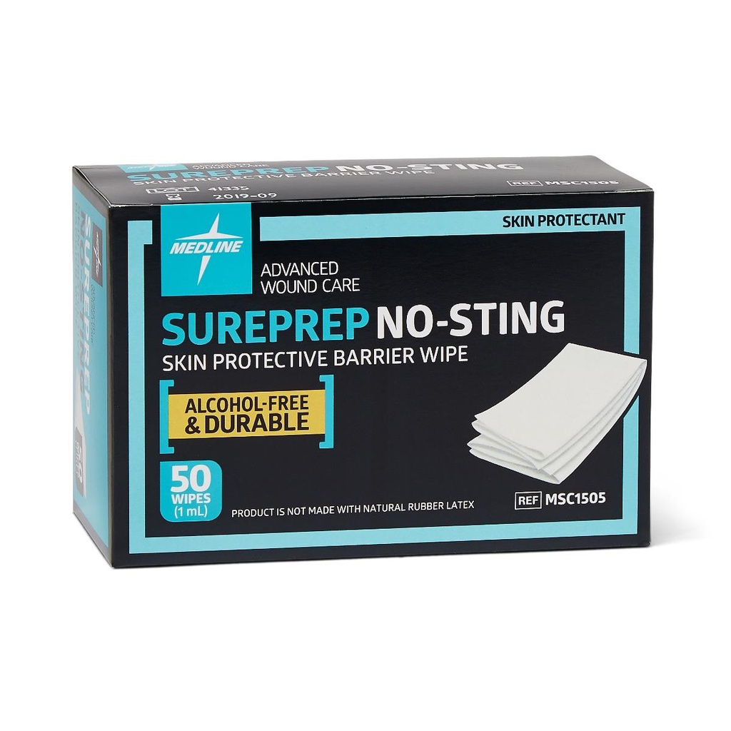 Skin Barrier Wipe Sureprep® No Sting Hydrophilc Polymer / Water Individual Packet Sterile