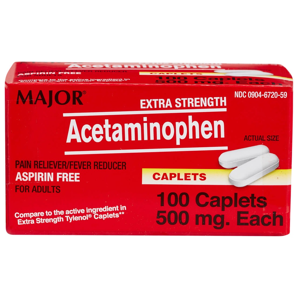 Pain Relief 500 mg Strength Acetaminophen Tablet 100 per Bottle